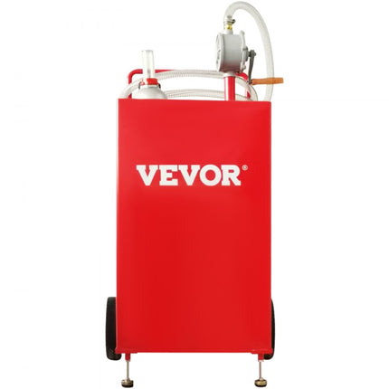 VEVOR 30 gallon brandstofwagen, brandstofopslag met 2 wielen handmatige overdrachtpomp, benzine-dieselbrandstofcontainer voor auto's, grasmaaiers, ATV's, boten, meer, rood