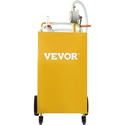 VEVOR 30 gallon brandstoftank, gasopslagtank en 4 wielen met handmatige transferpomp, benzine-dieselbrandstoftank voor auto's, grasmaaiers, ATV's, boten, enz. Geel