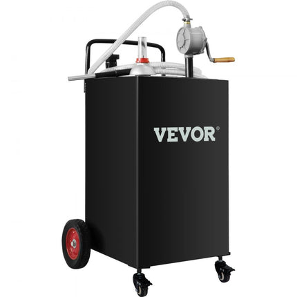 VEVOR brandstofwagen 35 gallon gasbrandstoftankcontainer 42" x 21" x 21" met handmatige transferpomp benzinedieselbrandstofcontainer voor auto's grasmaaiers ATV's boten zwart