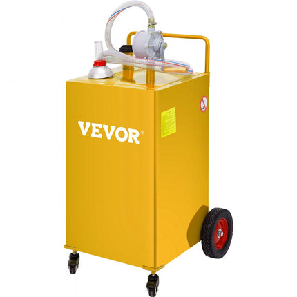VEVOR 35 gallon brandstofwagen gasbrandstoftankcontainer met handmatige overdrachtpomp benzinedieselbrandstofcontainer voor auto's grasmaaiers ATV's boten Meer geel