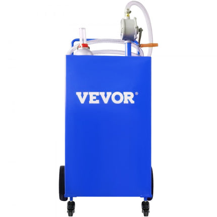 VEVOR 30 gallon brandstoftank, gasopslagtank en 4 wielen met handmatige transferpomp, benzine-dieselbrandstoftank voor auto's, grasmaaiers, ATV's, boten, enz. Blauw