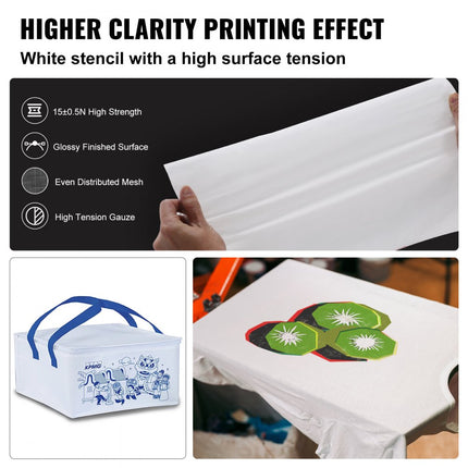 VEVOR Zeefdruk Kit, 6 Stuks Aluminium Zeefdruk Frames, 20" x 24" Zeefdruk Frame met 110 Mesh High Tension Nylon Doek & Afdichtingstape voor T-Shirt DIY Printing