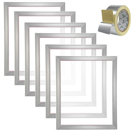 VEVOR Zeefdruk Kit, 6 Stuks Aluminium Zeefdruk Frames, 20" x 24" Zeefdruk Frame met 110 Mesh High Tension Nylon Doek & Afdichtingstape voor T-Shirt DIY Printing
