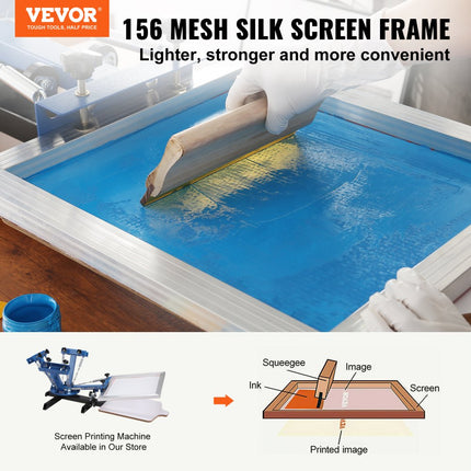 VEVOR zeefdrukkit, 6 stuks aluminium zeefdrukframes, 10x14 inch zeefdrukframes met 156 mesh, hoogspanning nylon gaas en afdichtingstape voor T-shirts, doe-het-zelf afdrukken, enz.