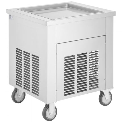 VEVOR gefrituurde ijsrollermachine, 50 x 50 cm grote vierkante pan voor het frituren van ijs, commerciële roestvrijstalen ijsmachine met compressor en 2 schrapers