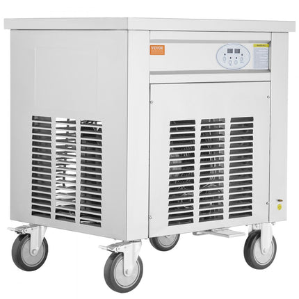 VEVOR gefrituurde ijsrollermachine, 50 x 50 cm grote vierkante pan voor het frituren van ijs, commerciële roestvrijstalen ijsmachine met compressor en 2 schrapers