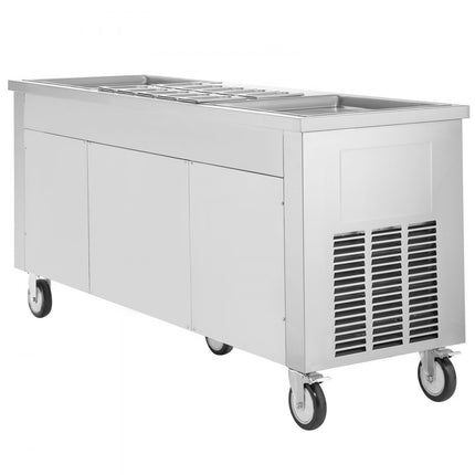 VEVOR oprolbare machine voor gebakken ijsbroodjes, 2 stuks 45 x 45 cm vierkante pannen voor het frituren van ijs, commerciële ijsmachine met compressor en 4 schrapers, voor ijs, bevroren yoghurt