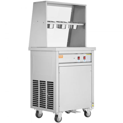 VEVOR gefrituurde ijsrollermachine, vierkante 14" x 14" vierkante pan voor het frituren van ijs, commerciële roestvrijstalen ijsmachine met compressor en 2 schrapers