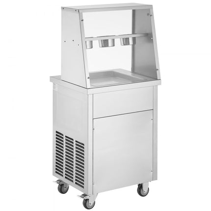 VEVOR gefrituurde ijsrollermachine, vierkante 14" x 14" vierkante pan voor het frituren van ijs, commerciële roestvrijstalen ijsmachine met compressor en 2 schrapers