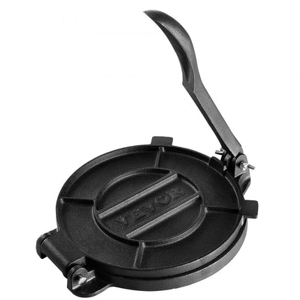 VEVOR Tortillapers, 25 cm tacopers, zware gietijzeren tortillapers, voorgekruide tortillamaker Tortillamaker met 100 stuks perkamentpapier, deegmachine voor meeltortilla, zwart
