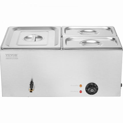 VEVOR voedselverwarmer komfoor gastronormbak 16L 1x1/2 + 2x1/4