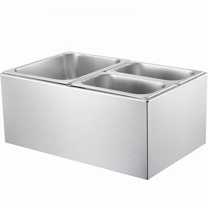 VEVOR voedselverwarmer komfoor gastronormbak 16L 1x1/2 + 2x1/4