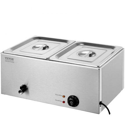 VEVOR voedselverwarmer komfoor gastronormbak 17L 2x1/2 maat 1200W