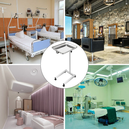 VEVOR RVS Medische Kar, 82-130 cm Medische Rolwagen, 10 kg Medische Trolleywagen, met een Afneembaar 45 x 35 x 4,8 cm Dienblad en Verstelbaar Hoogte, voor Schoonheidsspecialisten, Klinieken, Tatoeages