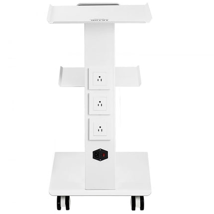 VEVOR laboratoriumwagen, medische servicewagen met geïntegreerd stopcontact, mobiel dessert van 3-laags metaal, met roterende wielen, belasting 100 kg, voor laboratorium, kliniek, schoonheidssalon, salon