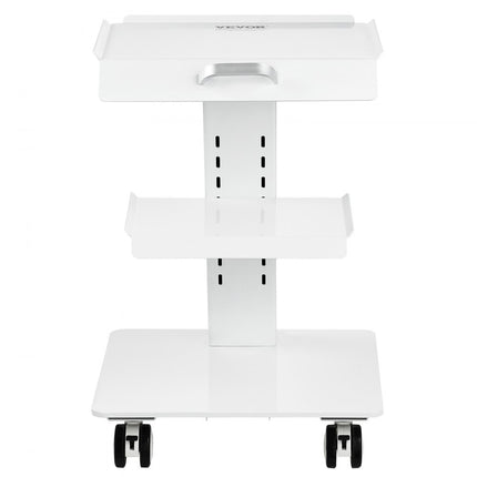 VEVOR laboratoriumwagen, 3-laags laboratoriumwagen met wielen, verrijdbare metalen wagen met zwenkwielen, serveerwagen, kliniekwagen met dienblad en 100 kg draagvermogen, voor laboratorium, kliniek, schoonheidssalon