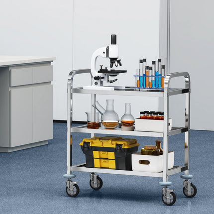 VEVOR 3-laags mobiele laboratoriumwagen RVS 181kg laboratoriumkliniek medische technologie