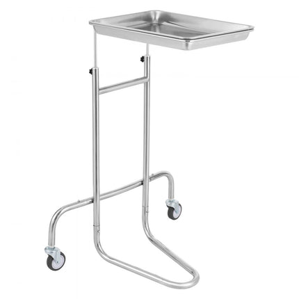 VEVOR laboratoriumwagen laboratoriumserveerwagen enkele plank oprolbaar laboratoriumkliniek roestvrij staal
