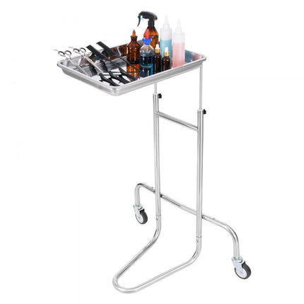 VEVOR laboratoriumwagen laboratoriumserveerwagen enkele plank oprolbaar laboratoriumkliniek roestvrij staal