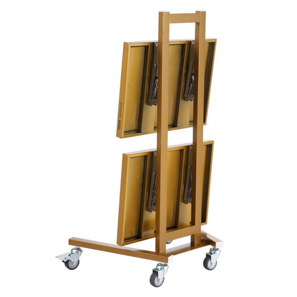 VEVOR 2-laags laboratoriumwagen serveerwagen roestvrij staal 2 dienbladen oprolbaar goud