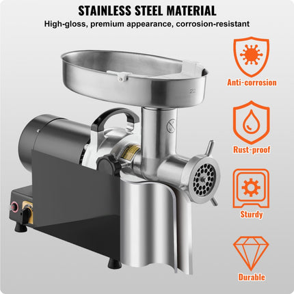 VEVOR Commerciële elektrische vleesmolen 6,35 kg / min Worstvuller