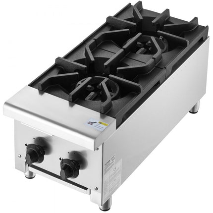 VEVOR Commercieel gasfornuis met 2 branders Aanrechtkookplaat Keuken