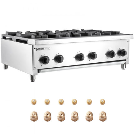VEVOR Commercieel gasfornuis met 6 branders Aanrechtkookplaat Propaan
