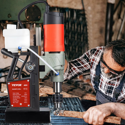 VEVOR Elektrische Magneetboormachine 1200W Magneetbooreenheid Kernboormachine 13000N Magneetkernboormachine met Twee Praktische Bits en Geleiderail van Aluminiumlegering, Gebruikt in Scheepsbouw enz