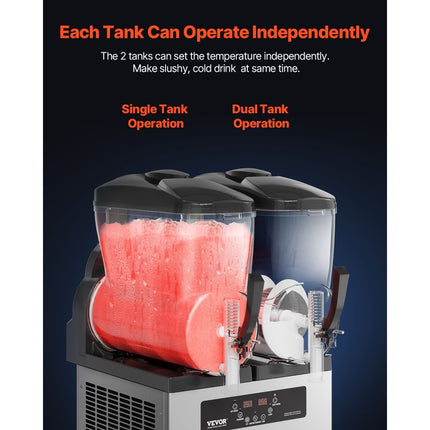 VEVOR 12Lx2 Commerciële Slush-ijsmachine Margarita Smoothie-drankmaker