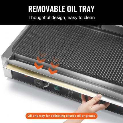 VEVOR Commerciële Panini Grill Dubbele Plaat Sandwichmaker Plaat 485x230mm