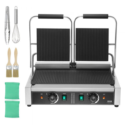 VEVOR Commerciële Panini Grill Dubbele Plaat Sandwichmaker Plaat 485x230mm