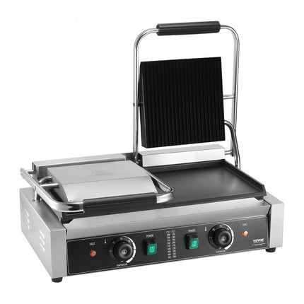 VEVOR Commerciële Panini Press Grill Elektrische Sandwichmaker Plaat 485x230mm