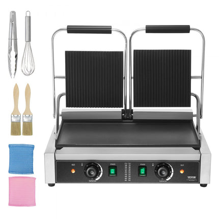 VEVOR Commerciële Panini Press Grill Elektrische Sandwichmaker Plaat 485x230mm