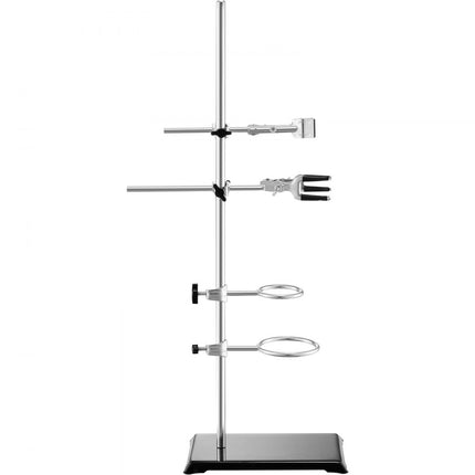 VEVOR laboratoriumstandaardondersteuning, laboratoriumretortondersteuningsstandaard 2 sets, stalen laboratoriumstandaard met 60 cm staaf en 210,82 x 135 mm gietijzeren basis, inclusief zuigerklemmen, buretklemmen en kruisklemmen