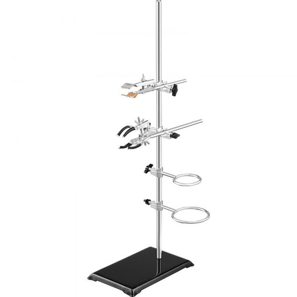 VEVOR laboratoriumstandaardondersteuning, laboratoriumretortondersteuningsstandaard 2 sets, stalen laboratoriumstandaard met 60 cm staaf en 210,82 x 135 mm gietijzeren basis, inclusief zuigerklemmen, buretklemmen en kruisklemmen