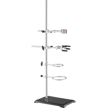 VEVOR laboratoriumstandaardondersteuning, laboratoriumretortondersteuningsstandaard 2 sets, stalen laboratoriumstandaard met 60 cm staaf en 210,82 x 135 mm gietijzeren basis, inclusief zuigerklemmen, buretklemmen en kruisklemmen