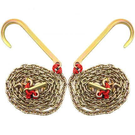 VEVOR J-haakketting, 38x15cm hoofdstelsleepketting, G80 hoofdsteltransportketting, ketting van gelegeerd staal met 2 G70 J-haken, 4200kg vrachtwagentrekhaken, J-haaksleepriemen 2 stuks