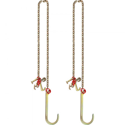 VEVOR J-haakketting, 38x15cm hoofdstelsleepketting, G80 hoofdsteltransportketting, ketting van gelegeerd staal met 2 G70 J-haken, 4200kg vrachtwagentrekhaken, J-haaksleepriemen 2 stuks