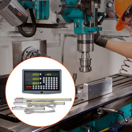 VEVOR Digitaal display 250, 500, 600 mm 3-assige lineaire schaal DRO Ondersteuning Pin Meshouder Plaatbehuizing Horlogestroomkabelhouder Horlogemunt Vlinder Schroefdeksel Liniaal