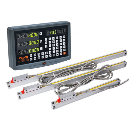 VEVOR Digitaal display 250, 500, 600 mm 3-assige lineaire schaal DRO Ondersteuning Pin Meshouder Plaatbehuizing Horlogestroomkabelhouder Horlogemunt Vlinder Schroefdeksel Liniaal