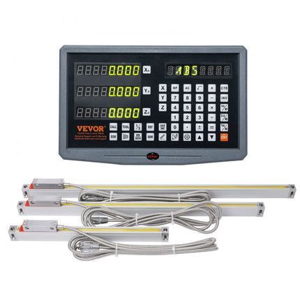 VEVOR Digitaal display 250, 500, 600 mm 3-assige lineaire schaal DRO Ondersteuning Pin Meshouder Plaatbehuizing Horlogestroomkabelhouder Horlogemunt Vlinder Schroefdeksel Liniaal