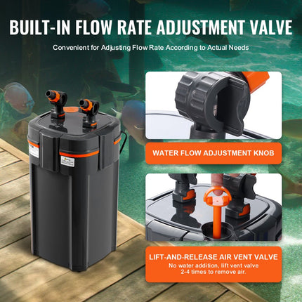 VEVOR Aquariumfilter 317GPH, 4-traps potfilter 378,5L, extreem stil intern aquariumfilter met UV-bescherming, dompelbaar krachtfilter met meerdere functies voor aquaria, 12W
