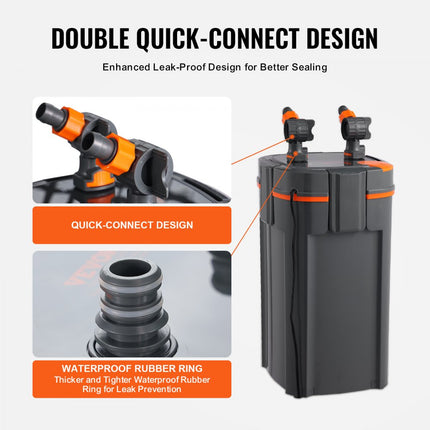 VEVOR Aquariumfilter 528 GPH, 5-traps potfilter 757,1L, extreem stil intern aquariumfilter met UV-bescherming, multifunctioneel onderdompelbaar vermogensfilter voor aquaria, 20W