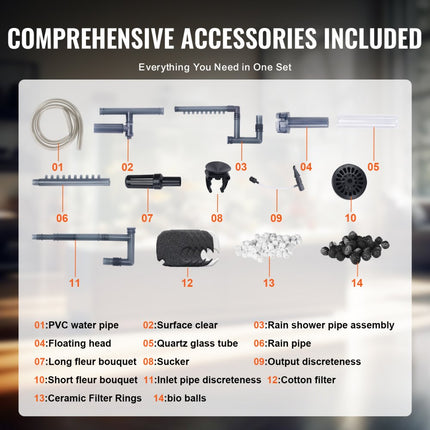 VEVOR Aquariumfilter 660 GPH, 5-traps potfilter 235 gallon, ultrastil intern aquariumfilter met UV-bescherming, multifunctioneel dompelbaar vermogensfilter voor aquaria, 25W