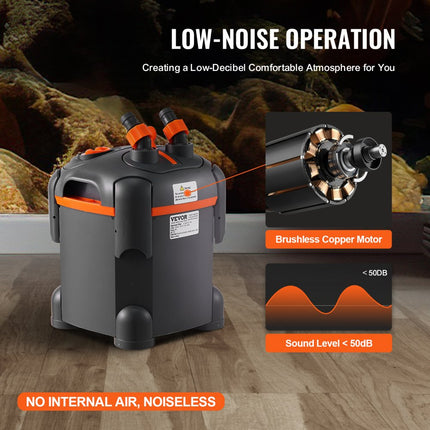 VEVOR Aquariumfilter 172GPH, potfilter 30 gallon, ultrastil intern aquariumfilter met UV-bescherming, multifunctioneel dompelbaar krachtfilter voor aquaria, 8W