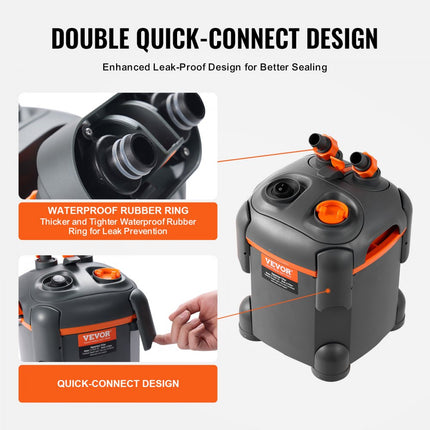 VEVOR Aquariumfilter 172GPH, potfilter 30 gallon, ultrastil intern aquariumfilter met UV-bescherming, multifunctioneel dompelbaar krachtfilter voor aquaria, 8W