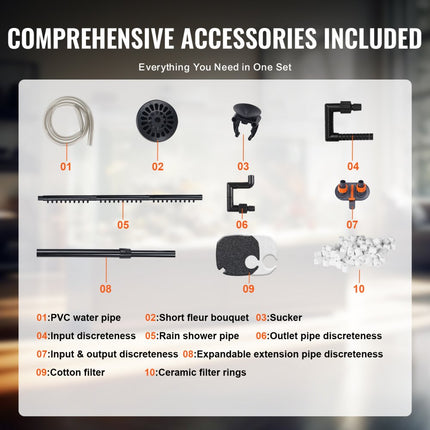 VEVOR Aquariumfilter 172GPH, potfilter 30 gallon, ultrastil intern aquariumfilter met UV-bescherming, multifunctioneel dompelbaar krachtfilter voor aquaria, 8W