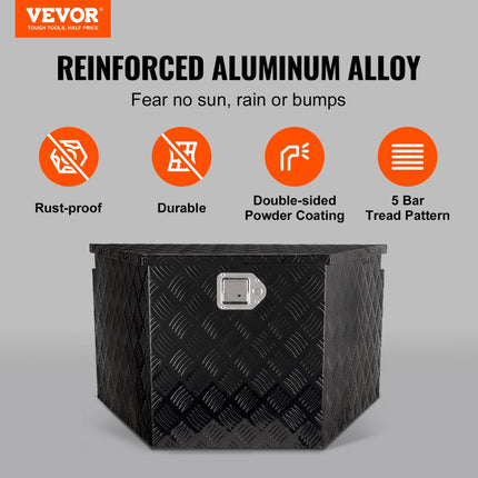 VEVOR Trailer Tong Box, Aluminium Diamond Plate Tool Box, Heavy Duty Trailer Box Storage met slot en sleutels, Multifunctionele Trailer Tong Box voor Pick-up Truck, RV,