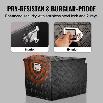 VEVOR Trailer Tong Box, Aluminium Diamond Plate Tool Box, Heavy Duty Trailer Box Storage met slot en sleutels, Multifunctionele Trailer Tong Box voor Pick-up Truck, RV,