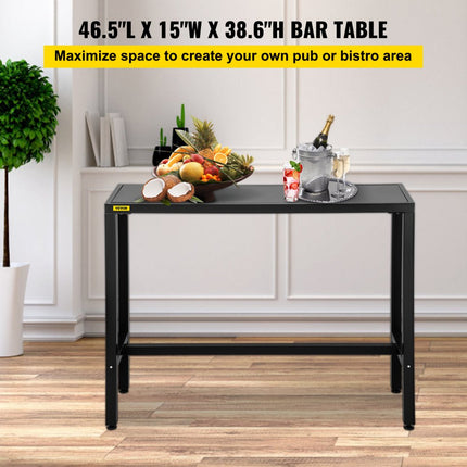 VEVOR buitenbartafel 118 x 38 x 98 cm smal caféstation met rechthoekige hoogte stabiel metalen frame hoge toonbank met verstelbare poten voor terras balkon eetkamer bistro tuin